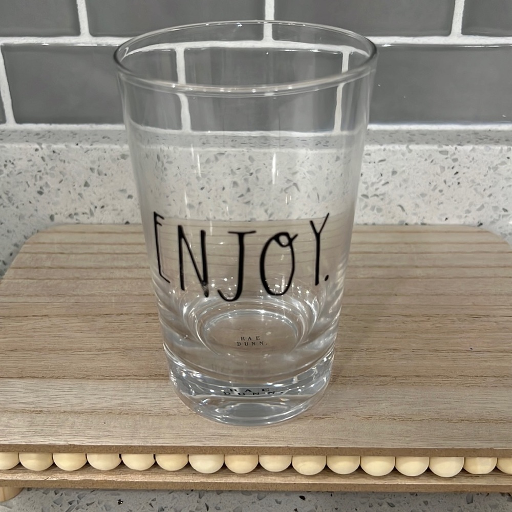 EUC Rae Dunn ENJOY Drink Glass Cup